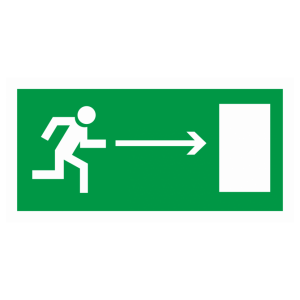 Знак безопасности светоотражающий E-03 «Направление к эвакуационному выходу направо»
